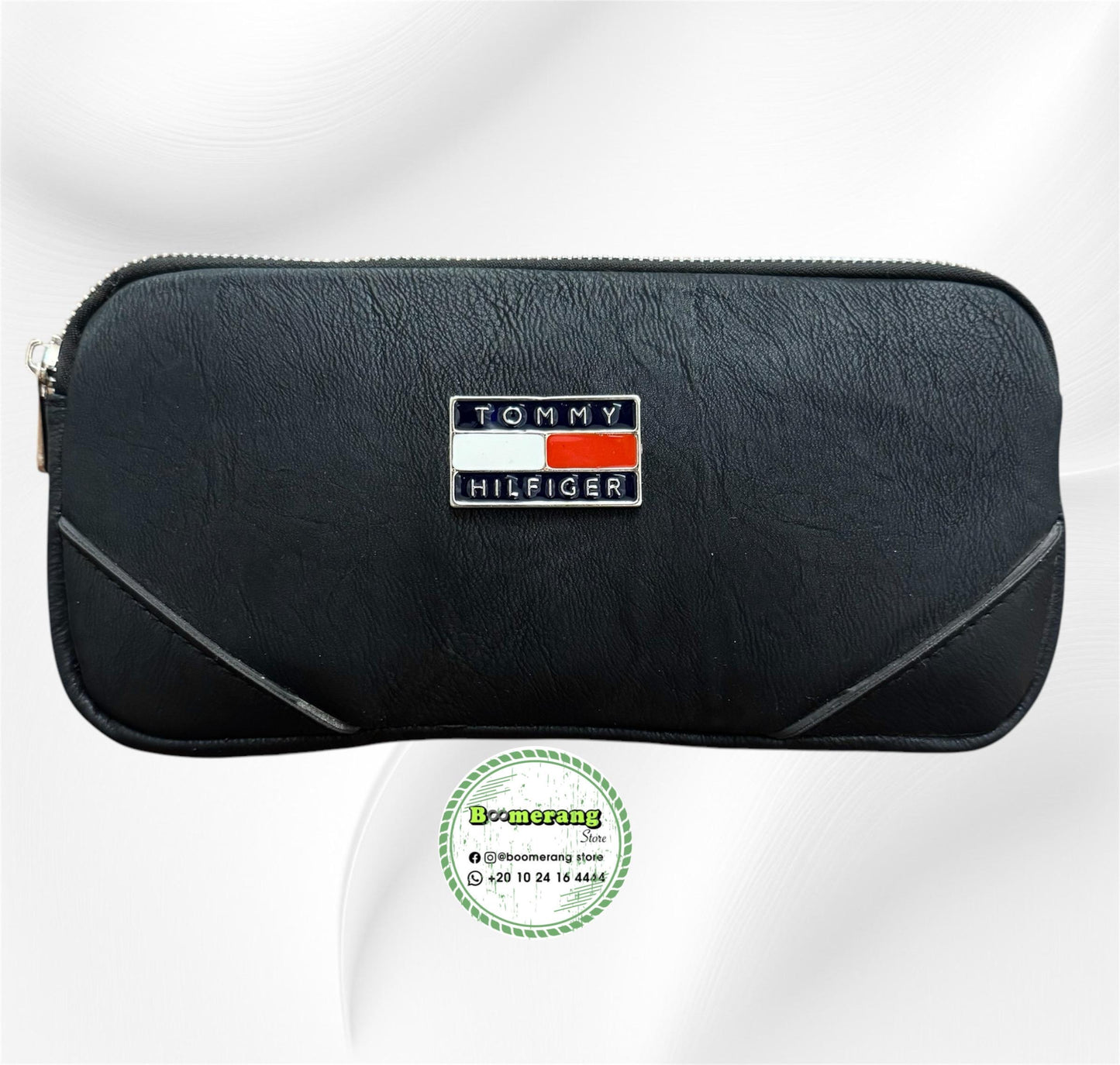 Black Leather unisex waist / crossbody bag