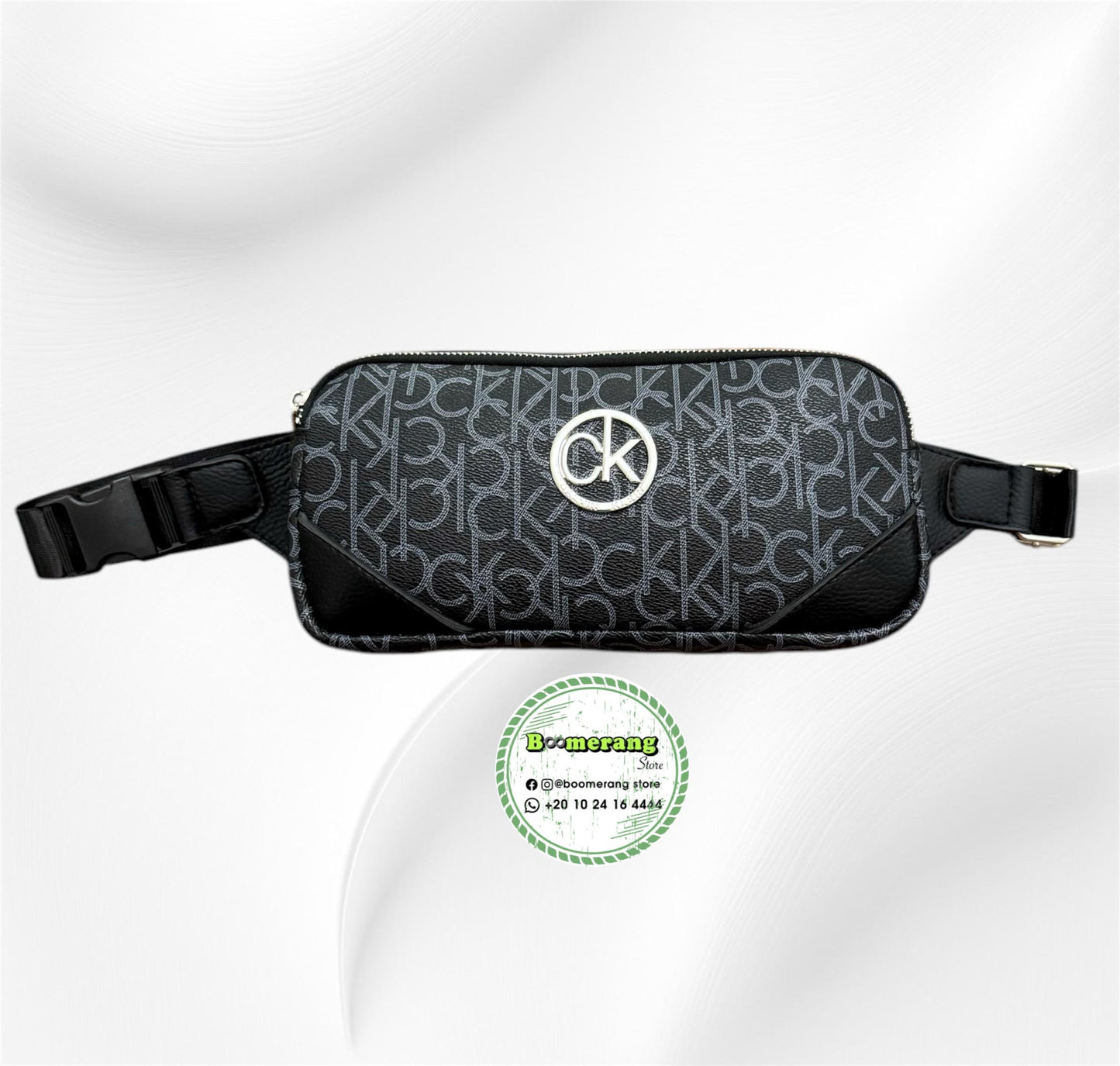 Black Leather unisex waist / crossbody bag