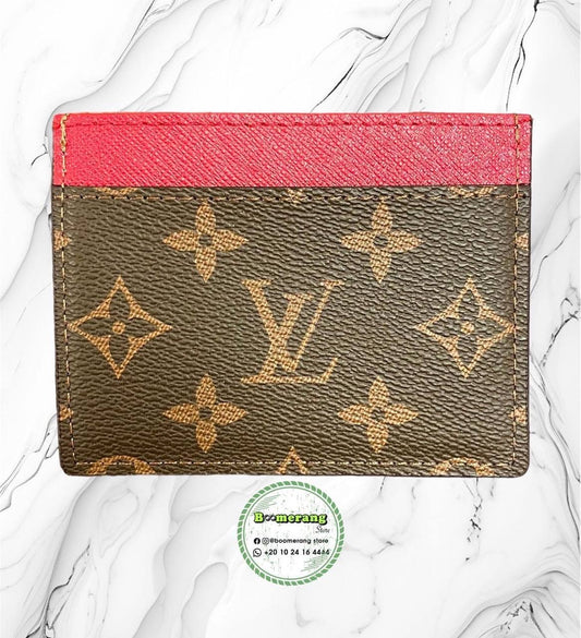Slim Brown & Dark Red Leather Cardholder