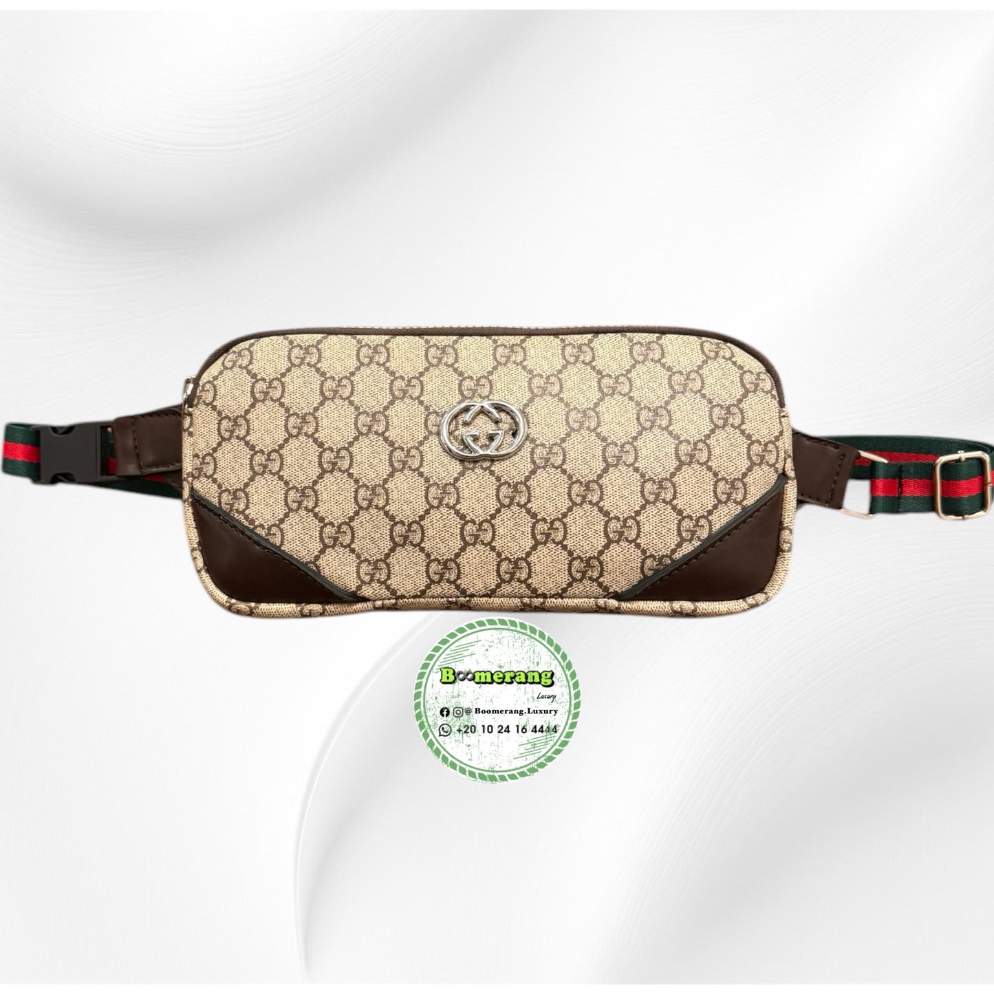 Beige and Brown Leather unisex waist / crossbody bag