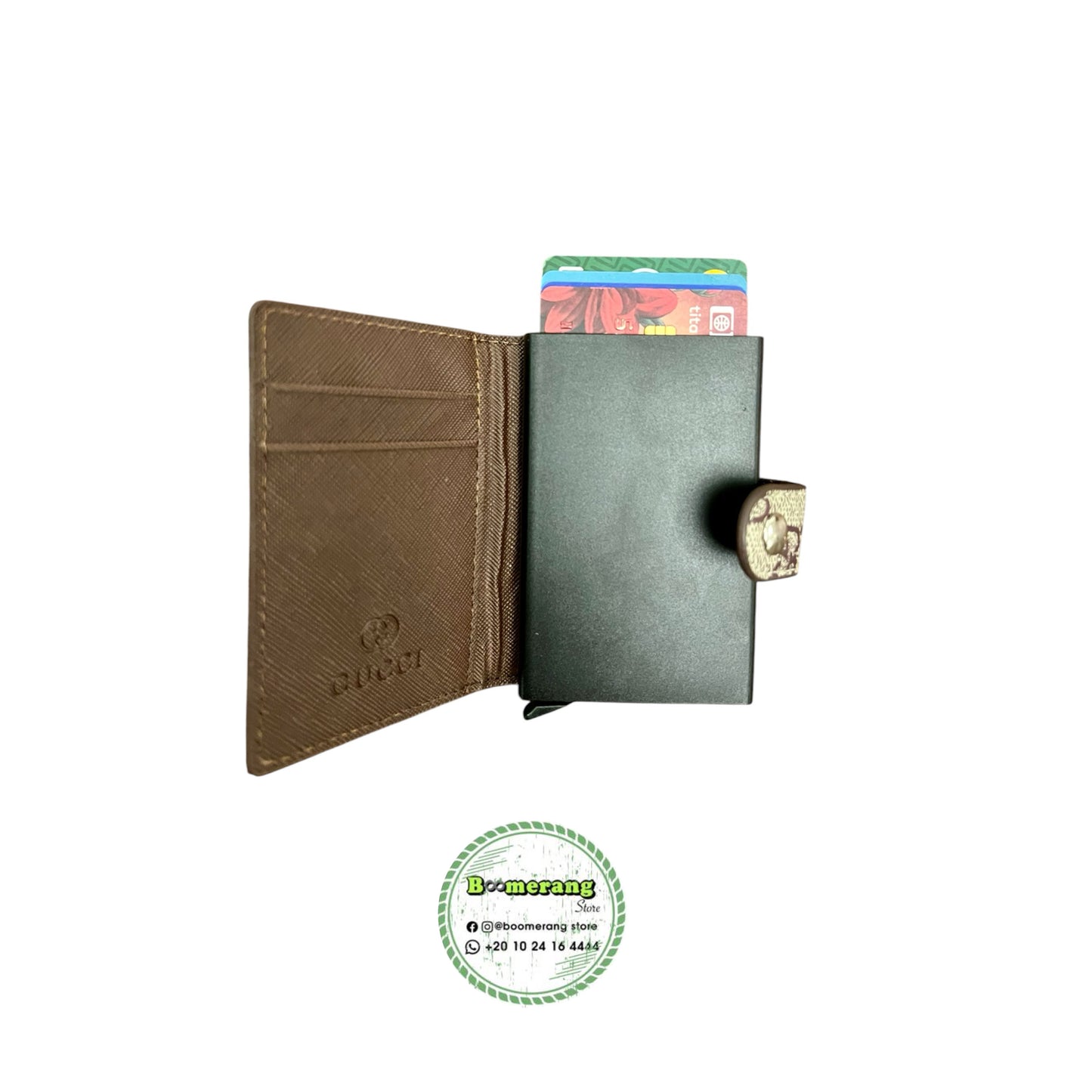 Leather & Metal Card Holder with button 🔥