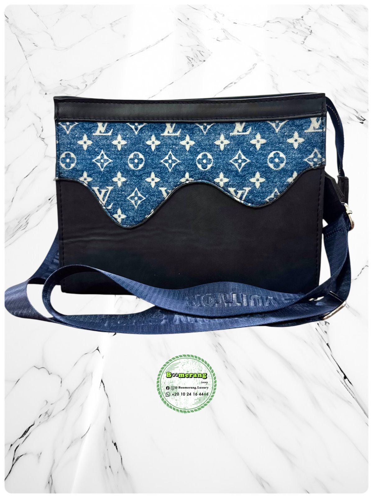 The Duo Mini – LV Blue jeans Backpack & Clutch Bundle