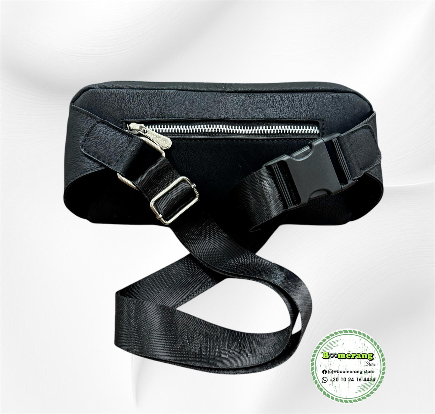 Black Leather unisex waist / crossbody bag
