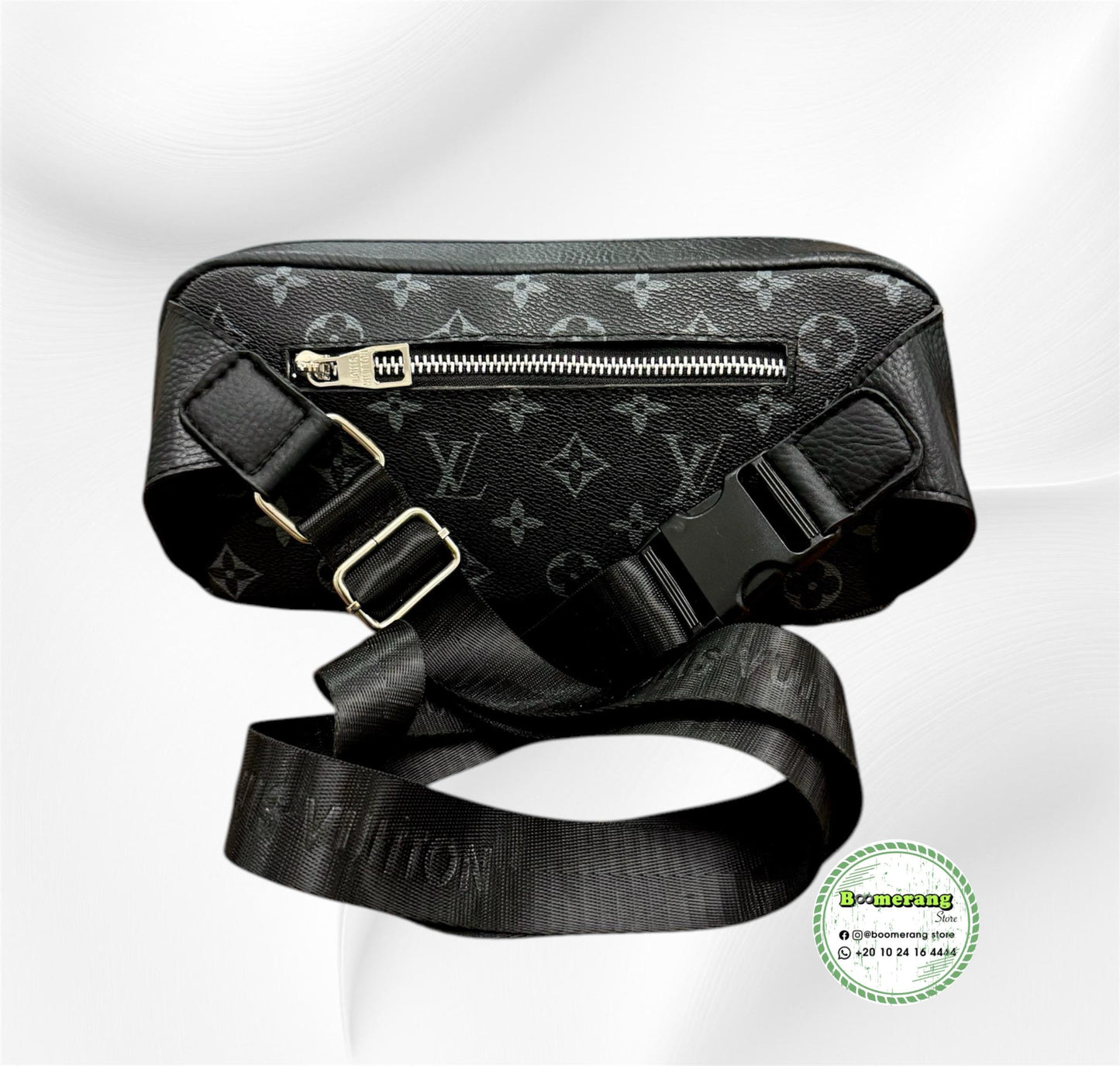 Black Leather unisex waist / crossbody bag