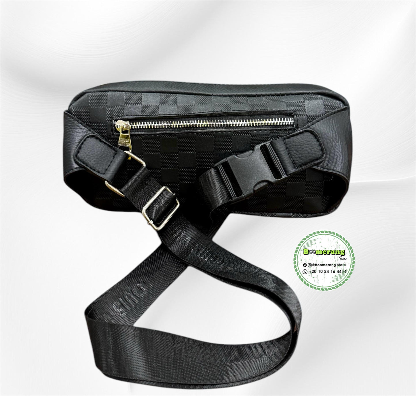 Black Leather unisex waist / crossbody bag