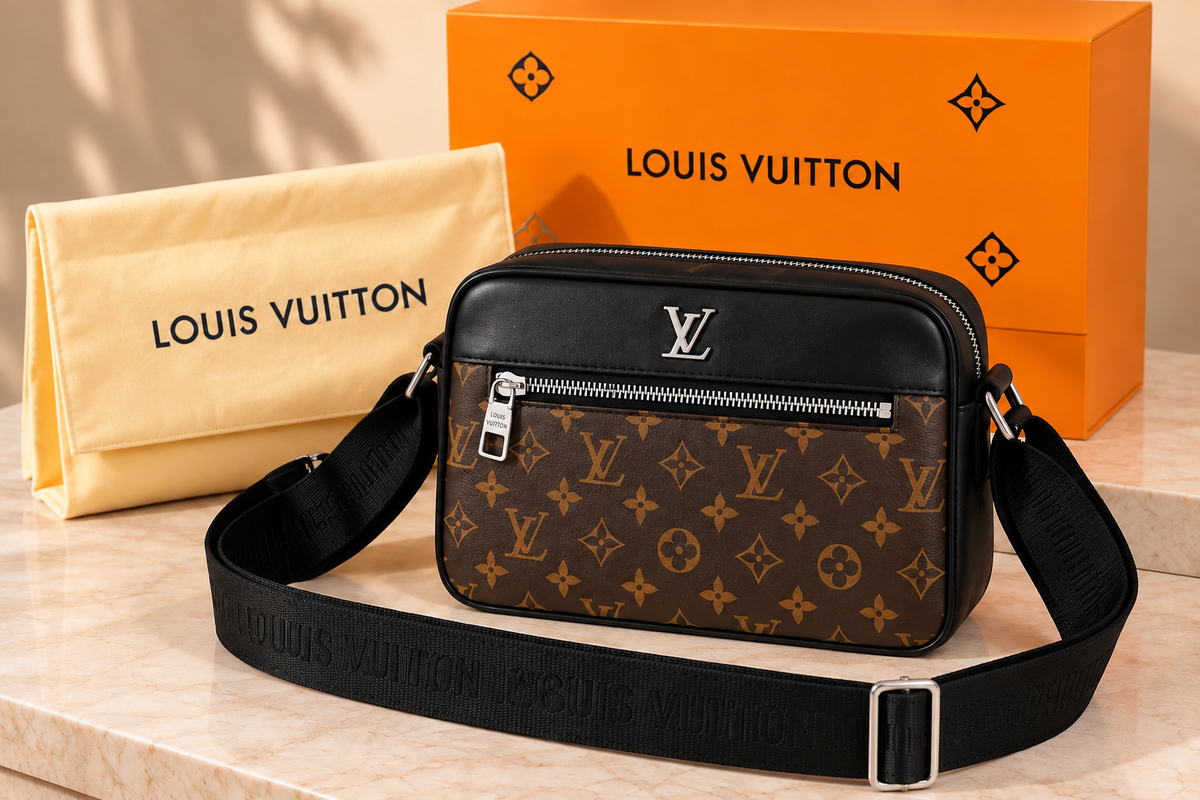 Louis Vuitton LV Brown Luxury Crossbody Bag شنطة Crossbody أصلية بتصميم فاخر وعملي