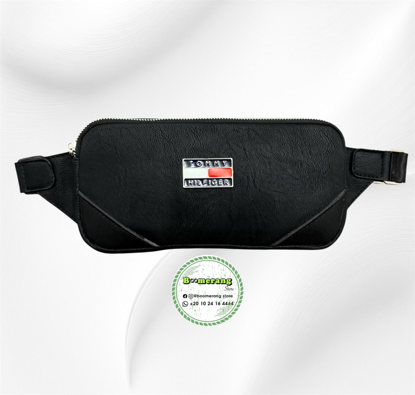 Black Leather unisex waist / crossbody bag