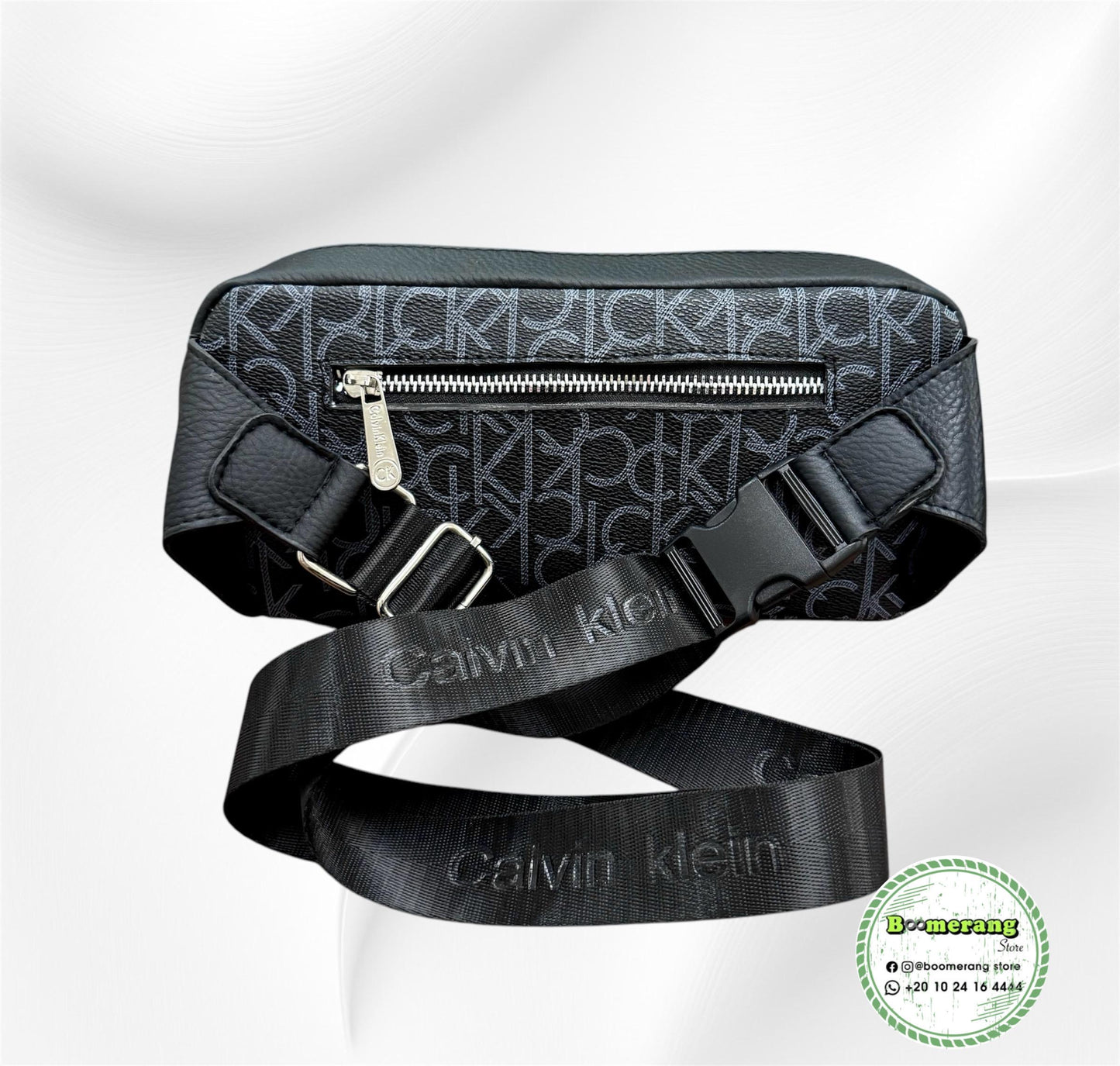 Black Leather unisex waist / crossbody bag