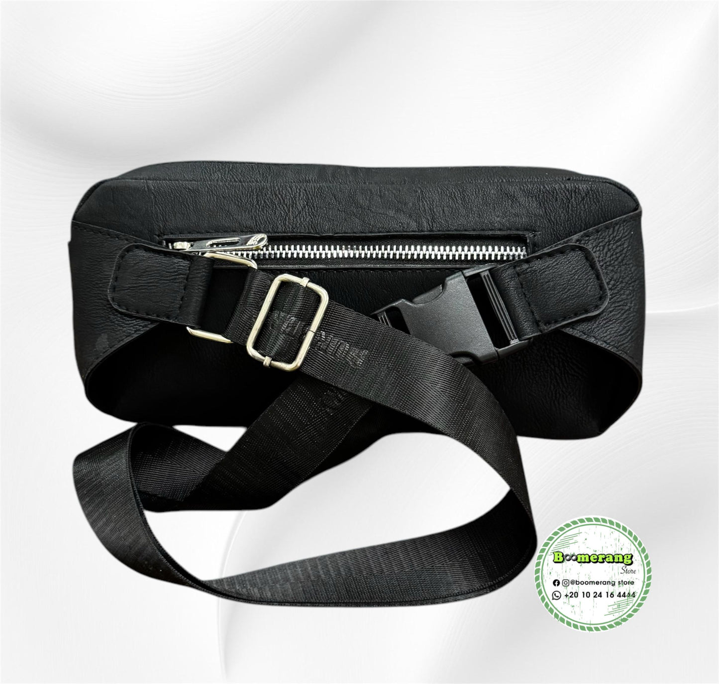 Black Leather unisex waist / crossbody bag