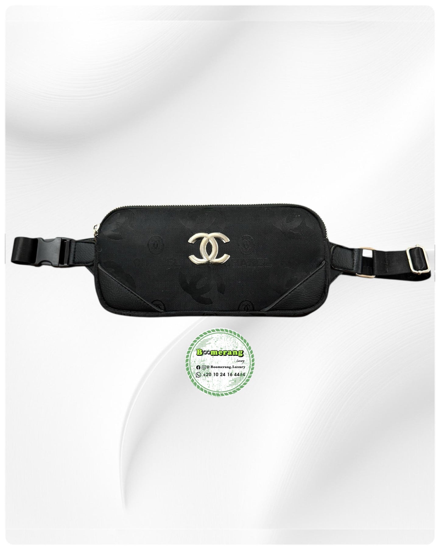 Black Leather unisex waist / crossbody bag