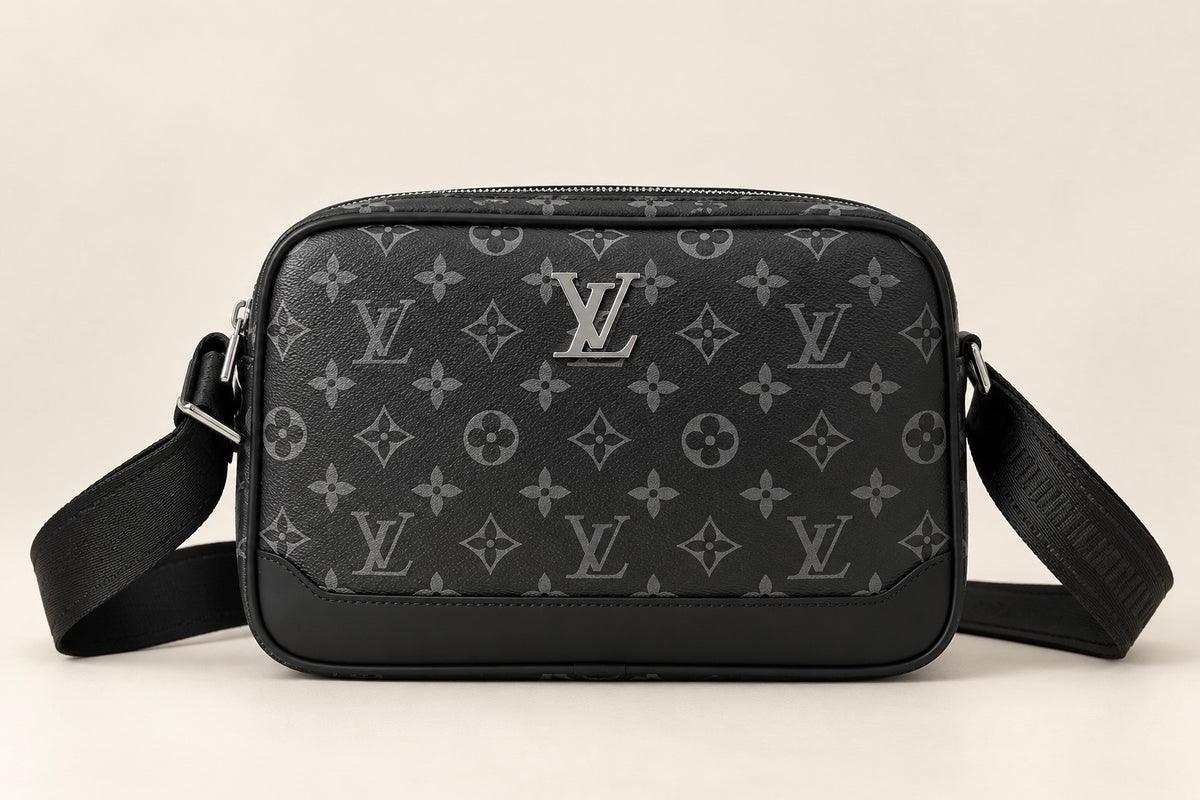Louis Vuitton LV Black Luxury Crossbody Bag شنطة Crossbody أصلية بتصميم فاخر وعملي