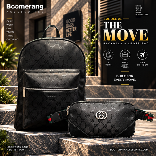 The Move – Gucci Black Backpack & Crossbody Waist Bag Bundle