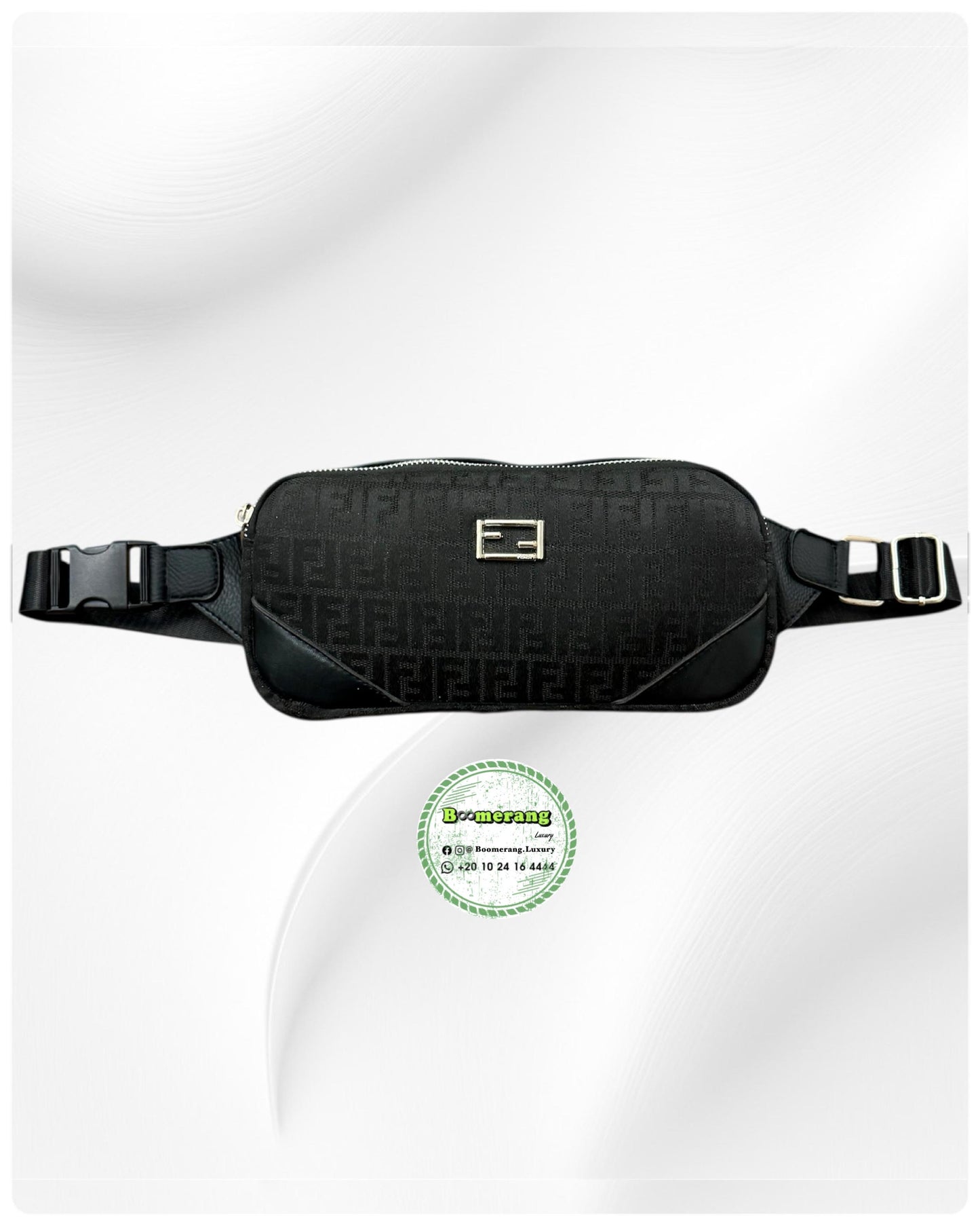 Black Leather unisex waist / crossbody bag