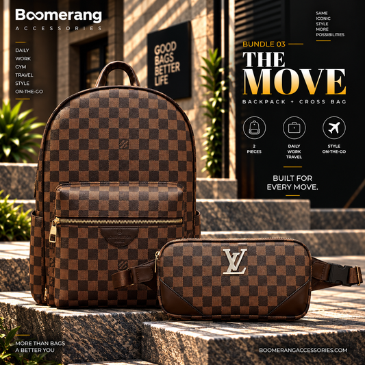 The Move – LV Brown Backpack & Crossbody Waist Bag Bundle