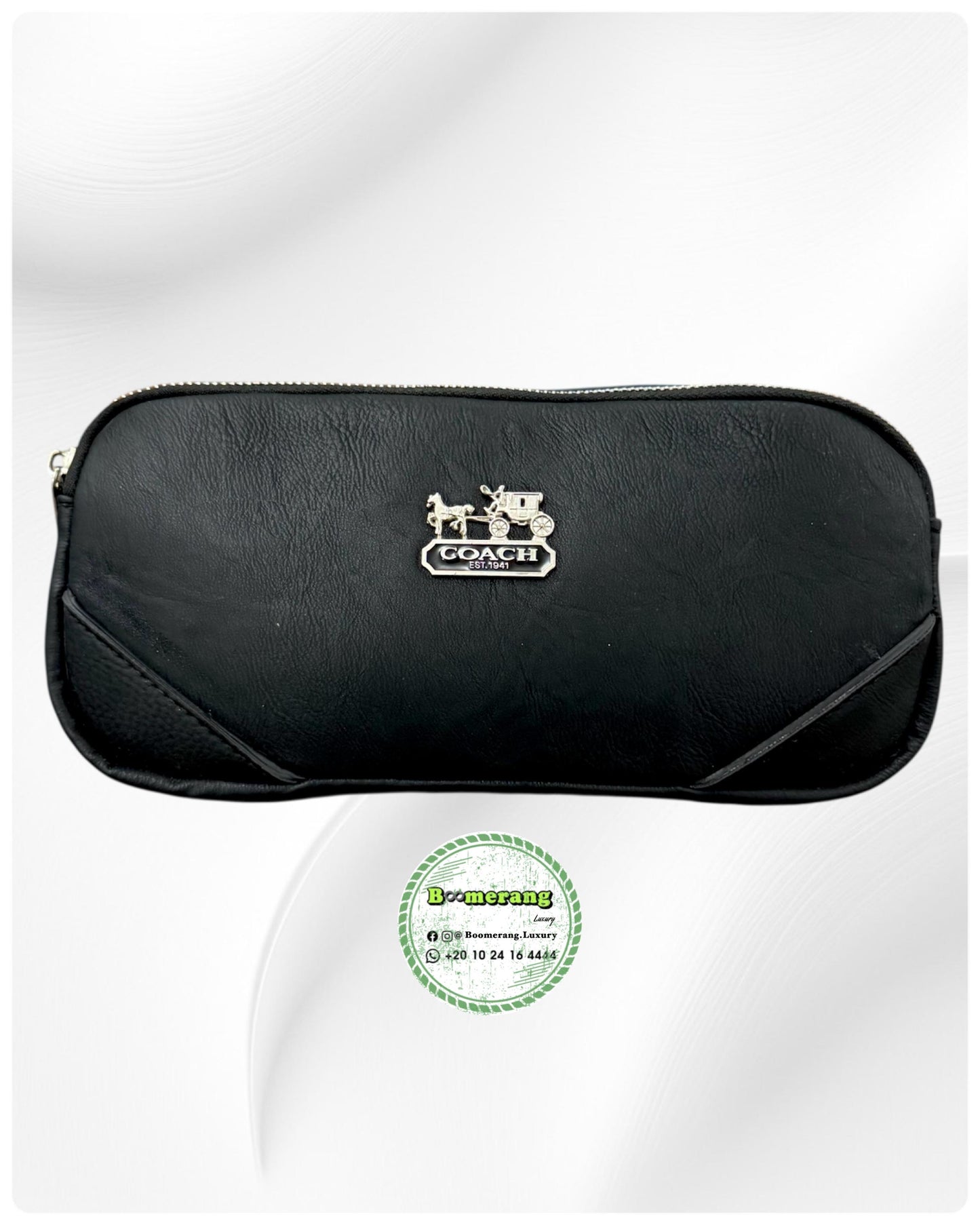 Black Leather unisex waist / crossbody bag