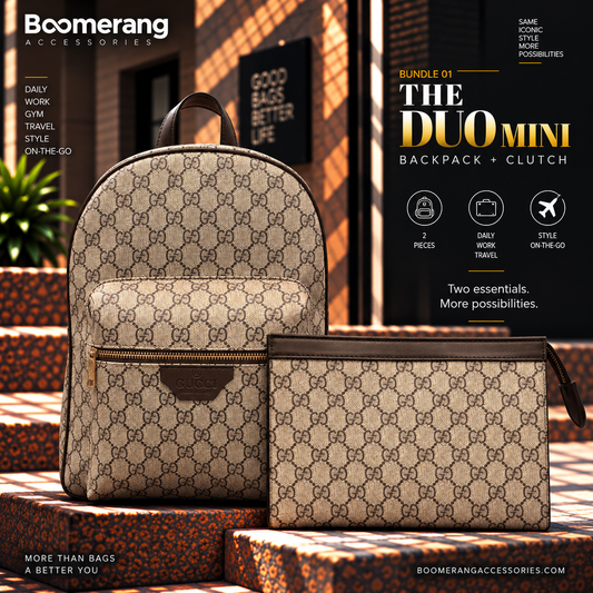 The Duo Mini – Gucci Beige Backpack & Clutch Bundle