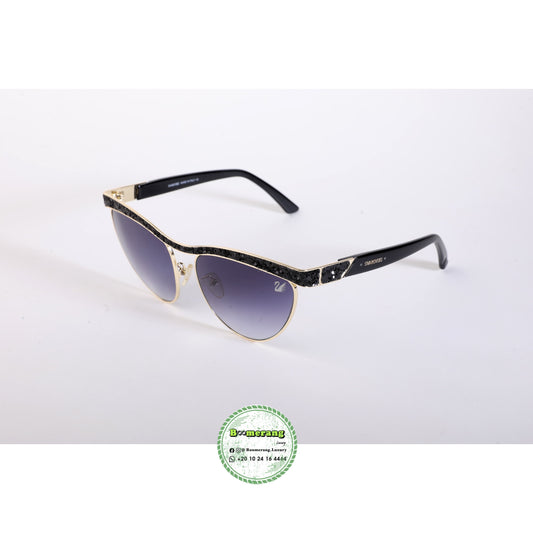 Swarovski Crystal Accent Aviator Sunglasses – Black & Gold
