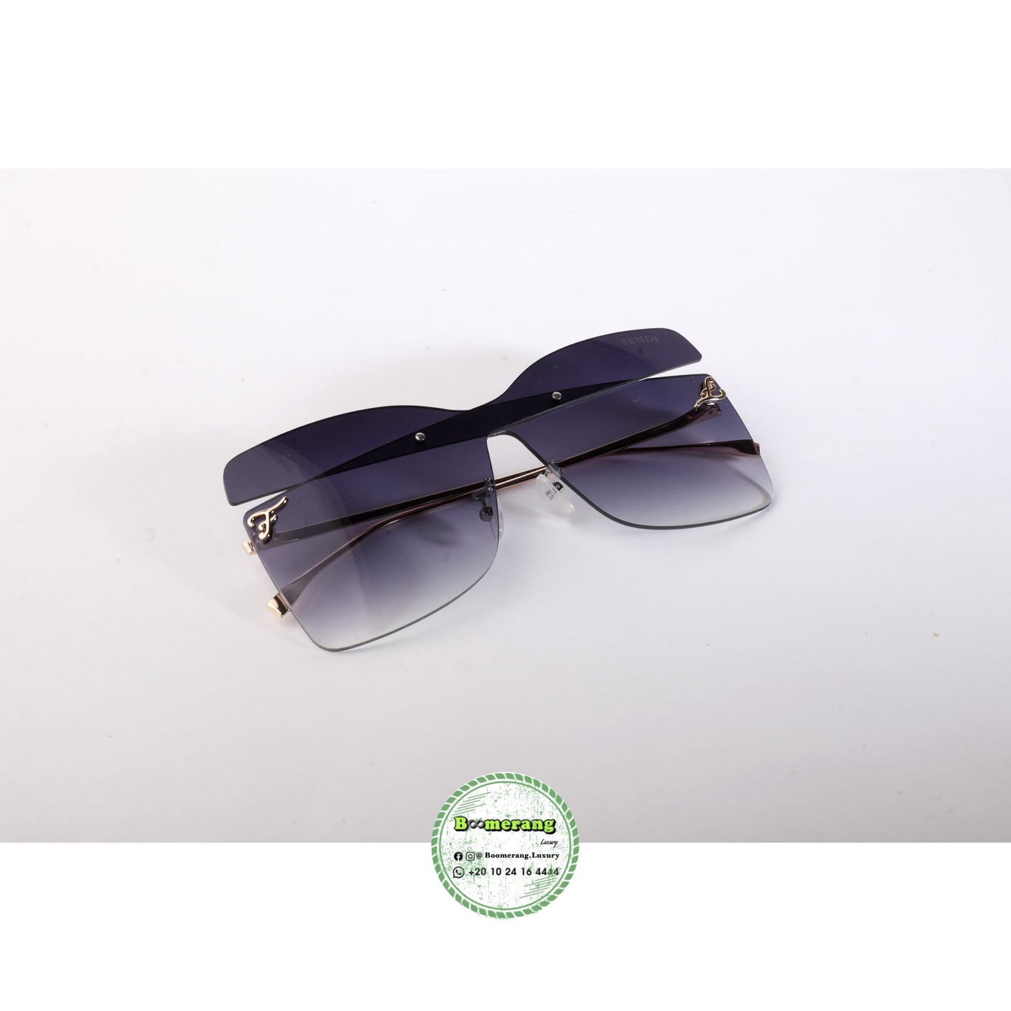 Fendi Inspired Visor Shield Sunglasses – Black & Gold