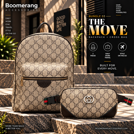 The Move – Gucci Beige Backpack & Crossbody Waist Bag Bundle