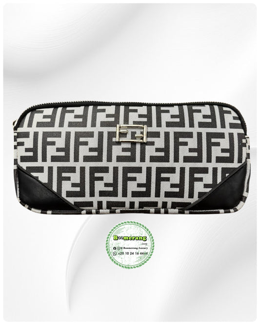 Black and Gray Leather unisex waist / crossbody bag