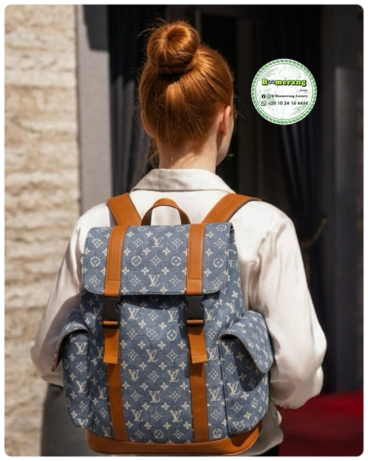 The Duo – LV Blue Jeans Big Backpack & Clutch Bundle