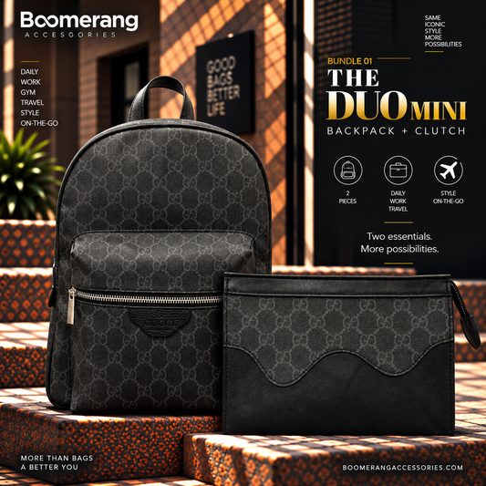 The Duo Mini – Gucci Grey Backpack & Clutch Bundle