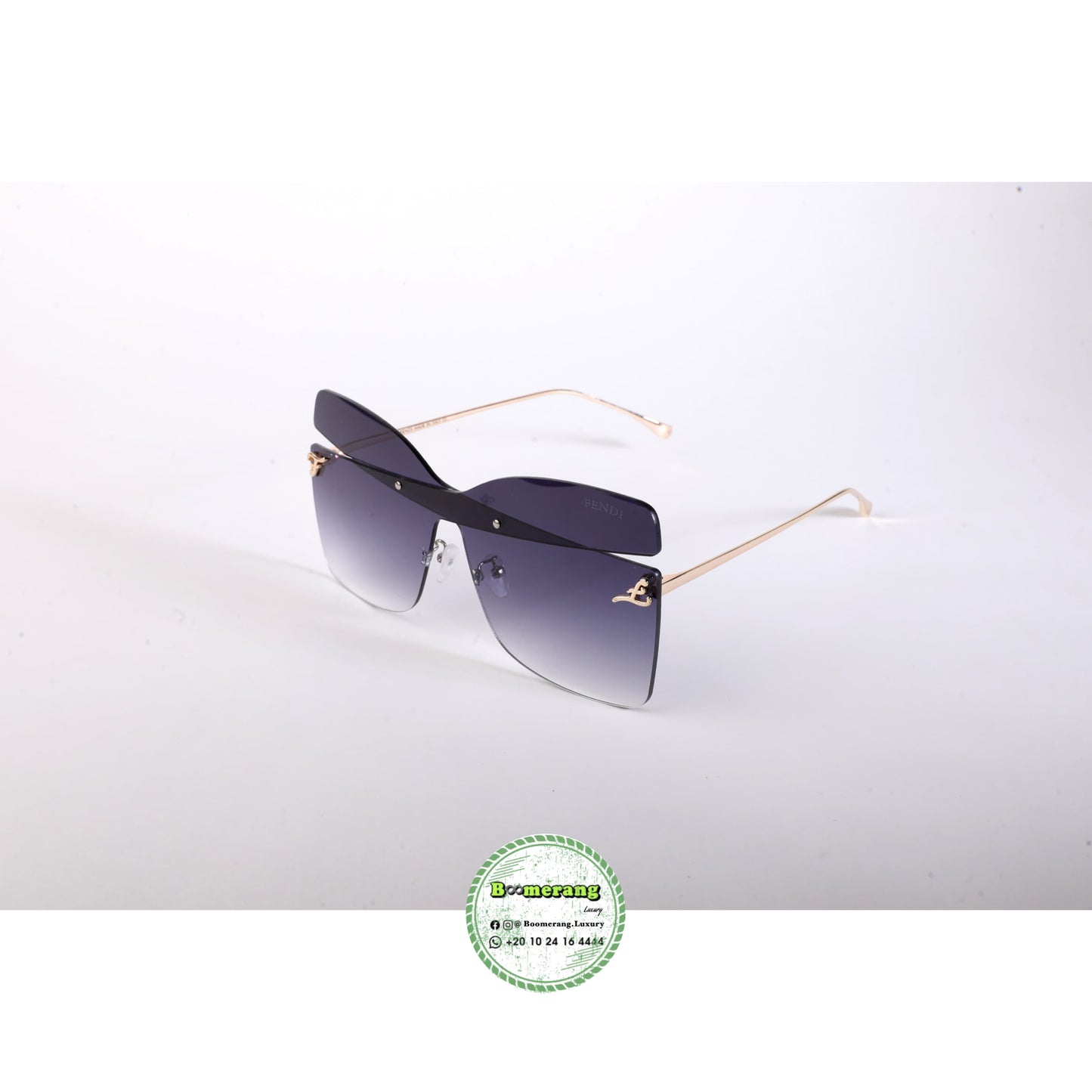 Fendi Inspired Visor Shield Sunglasses – Black & Gold
