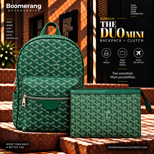The Duo Mini – Goyard Dark Green Backpack & Clutch Bundle