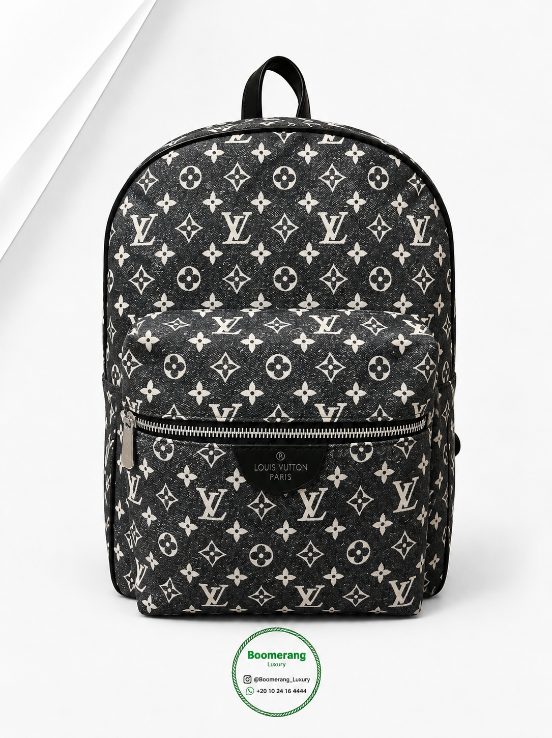 The Duo Mini – LV Black & White jeans Backpack & Clutch Bundle
