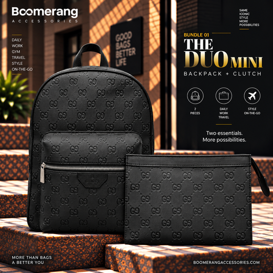 The Duo Mini – Gucci Black Backpack & Clutch Bundle
