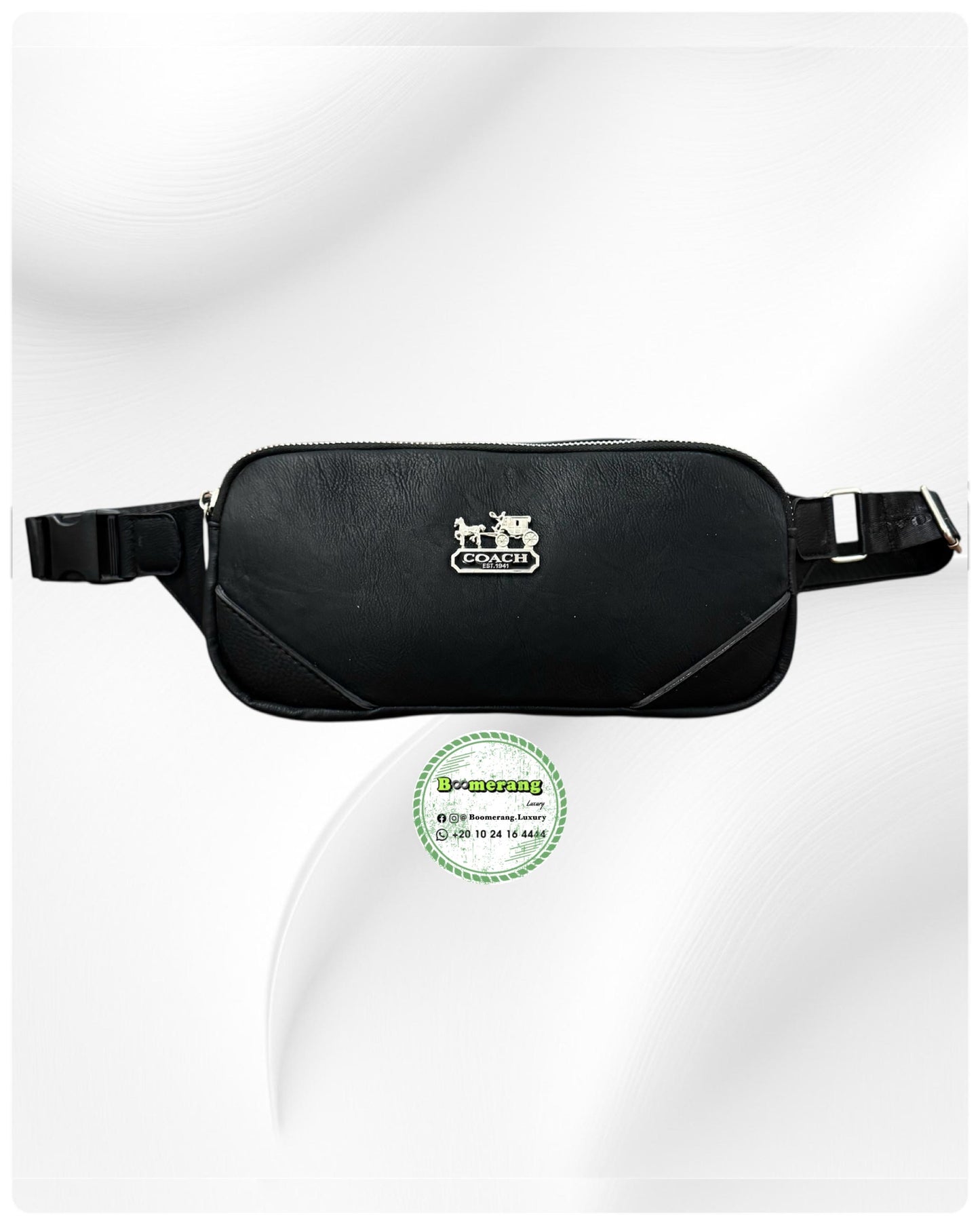 Black Leather unisex waist / crossbody bag
