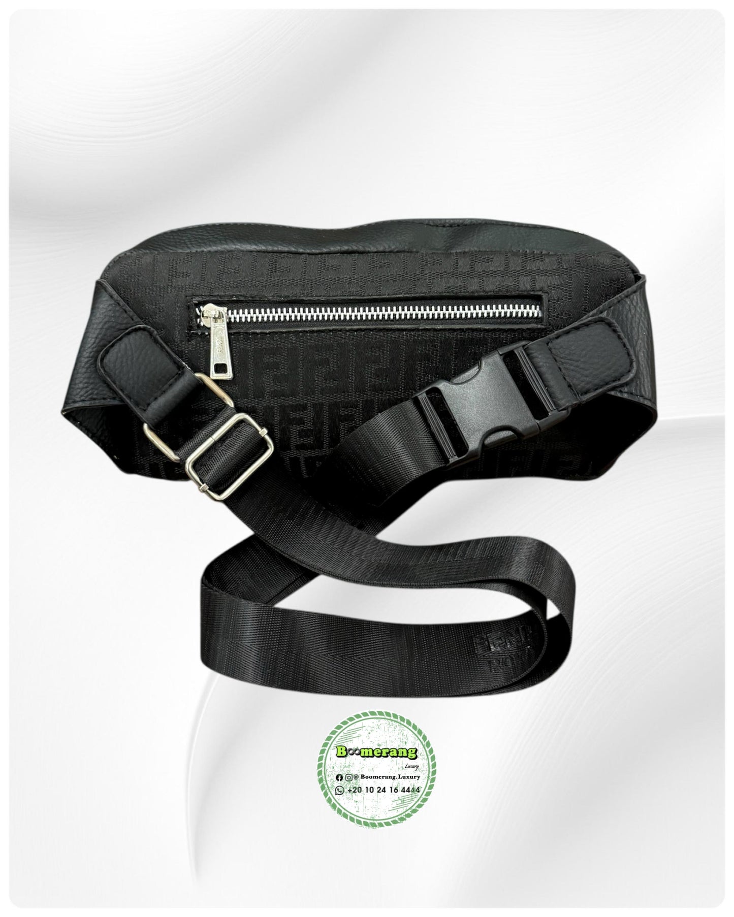 Black Leather unisex waist / crossbody bag