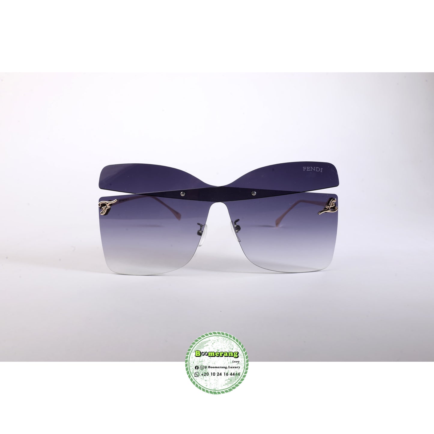Fendi Inspired Visor Shield Sunglasses – Black & Gold