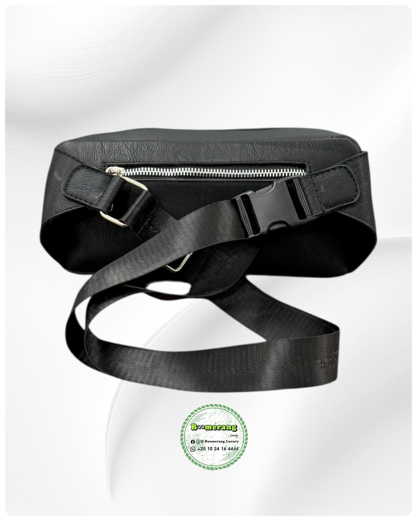 Black Leather unisex waist / crossbody bag
