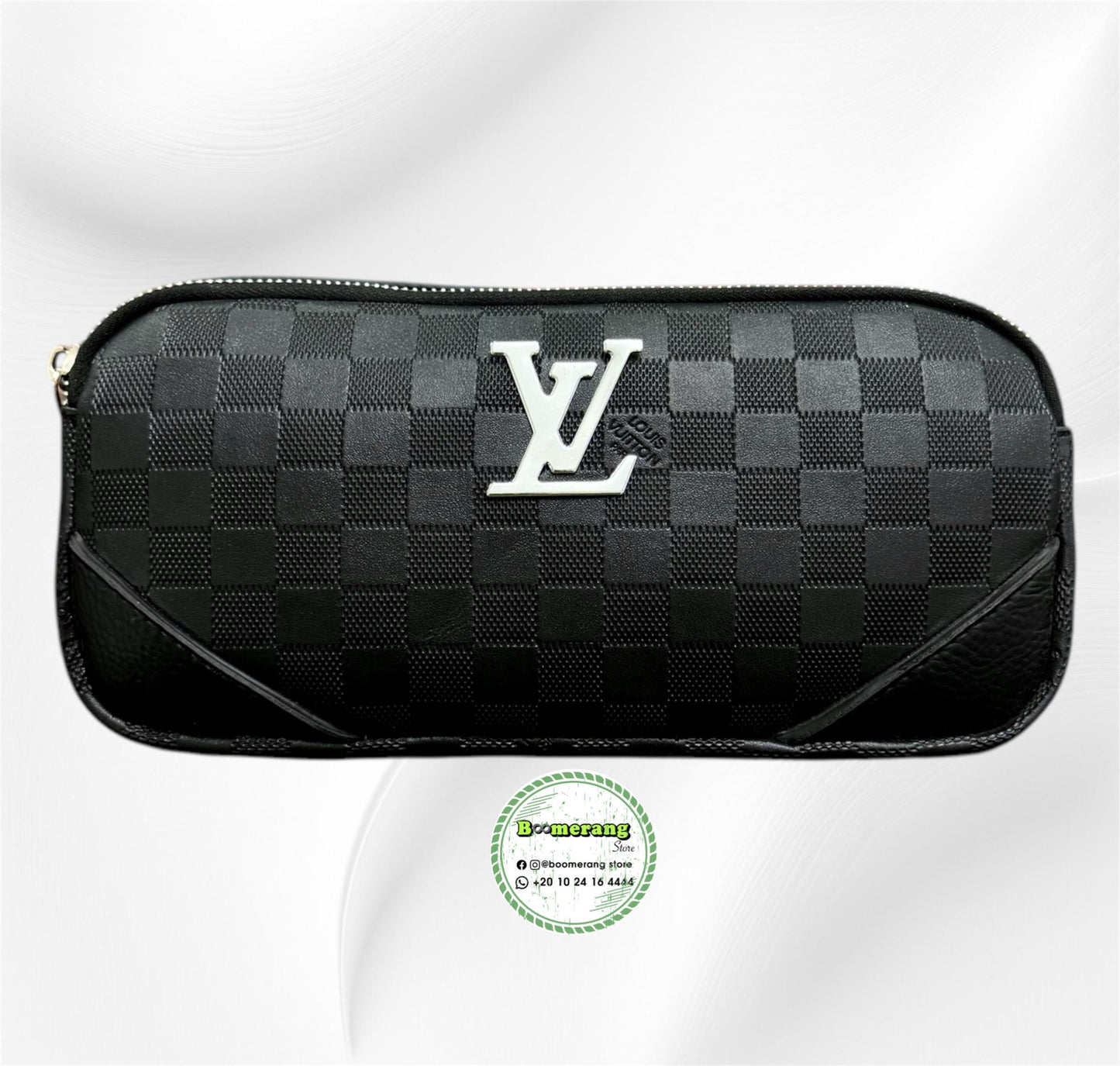 Black Leather unisex waist / crossbody bag