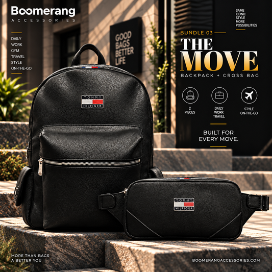 The Move – Tommy Black Backpack & Crossbody Waist Bag Bundle