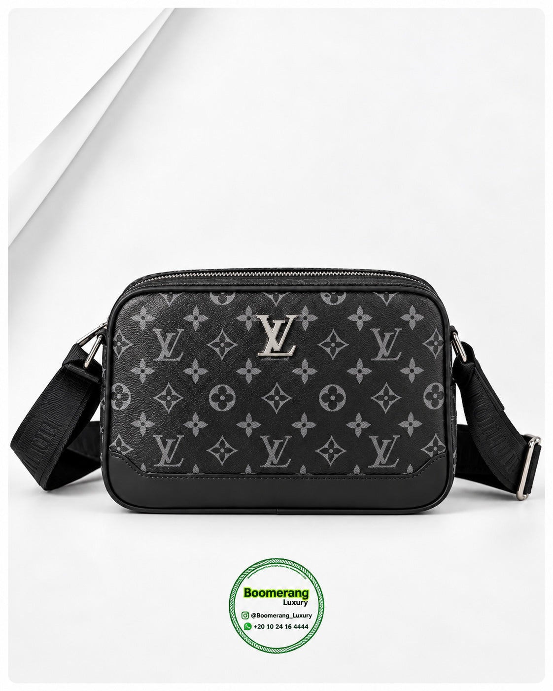 Louis Vuitton LV Black Luxury Crossbody Bag شنطة Crossbody أصلية بتصميم فاخر وعملي