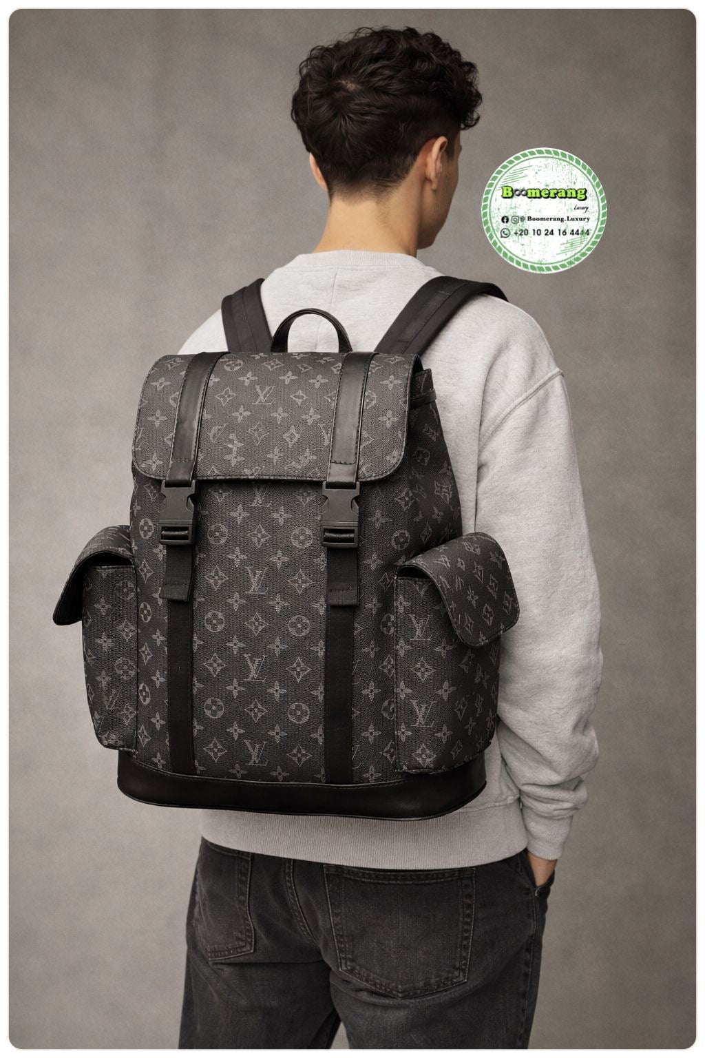 The Duo – LV Black Big Backpack & Clutch Bundle