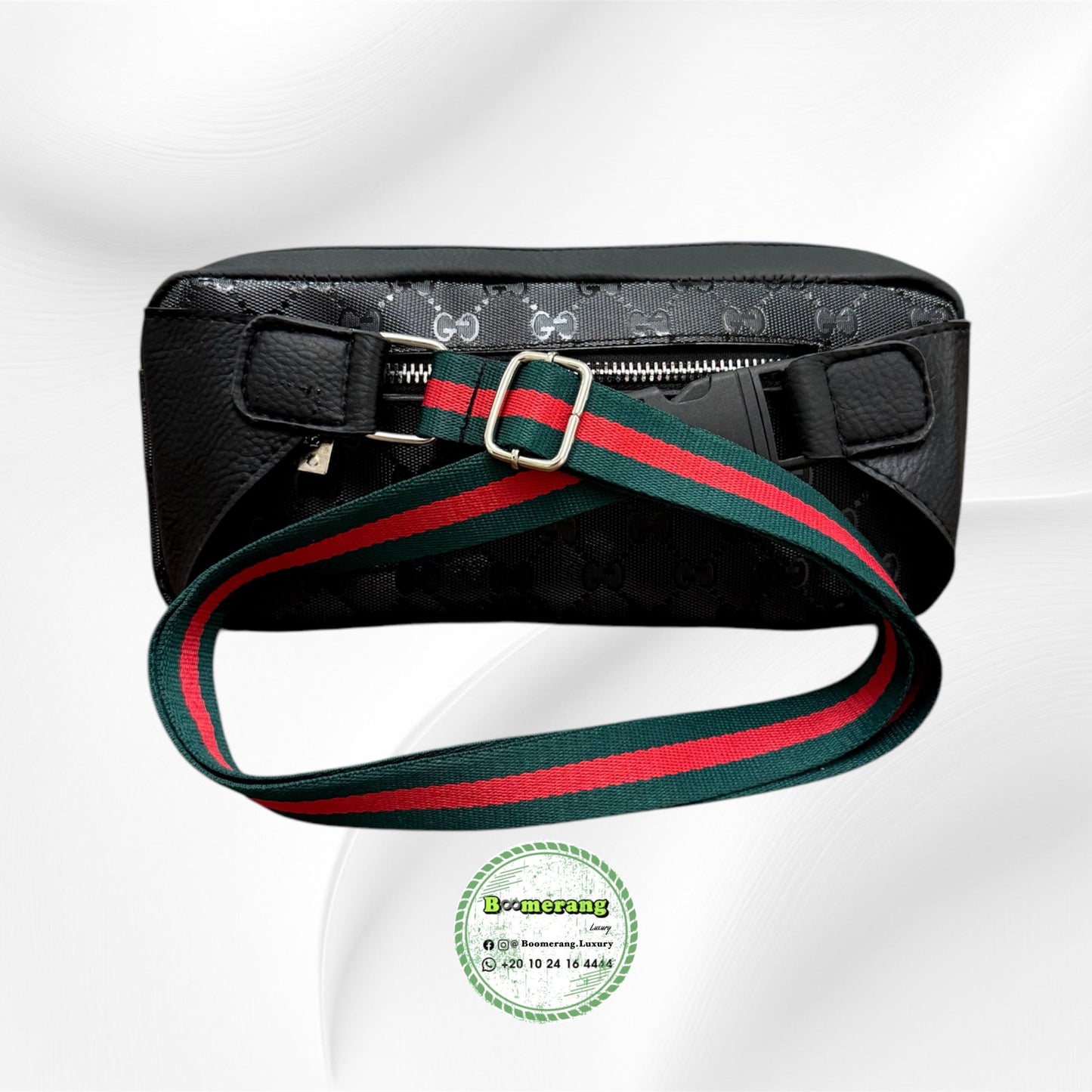 Black Leather unisex waist / crossbody bag