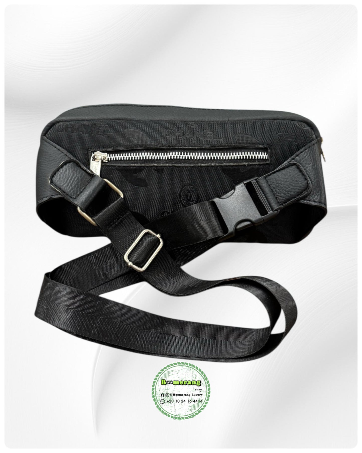 Black Leather unisex waist / crossbody bag