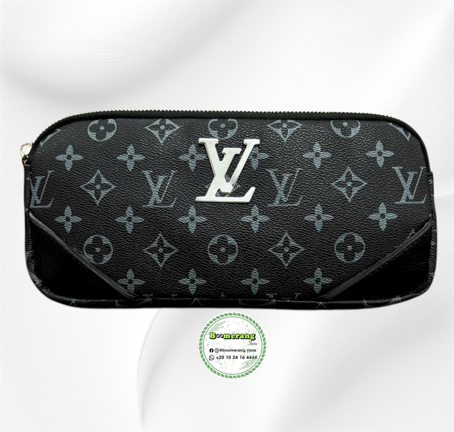 Black Leather unisex waist / crossbody bag