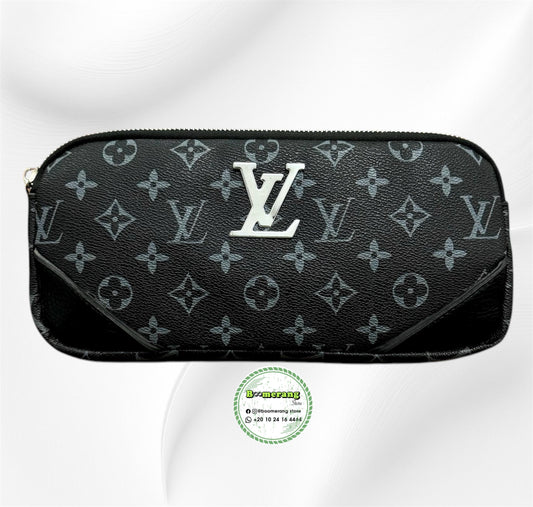 Black Leather unisex waist / crossbody bag