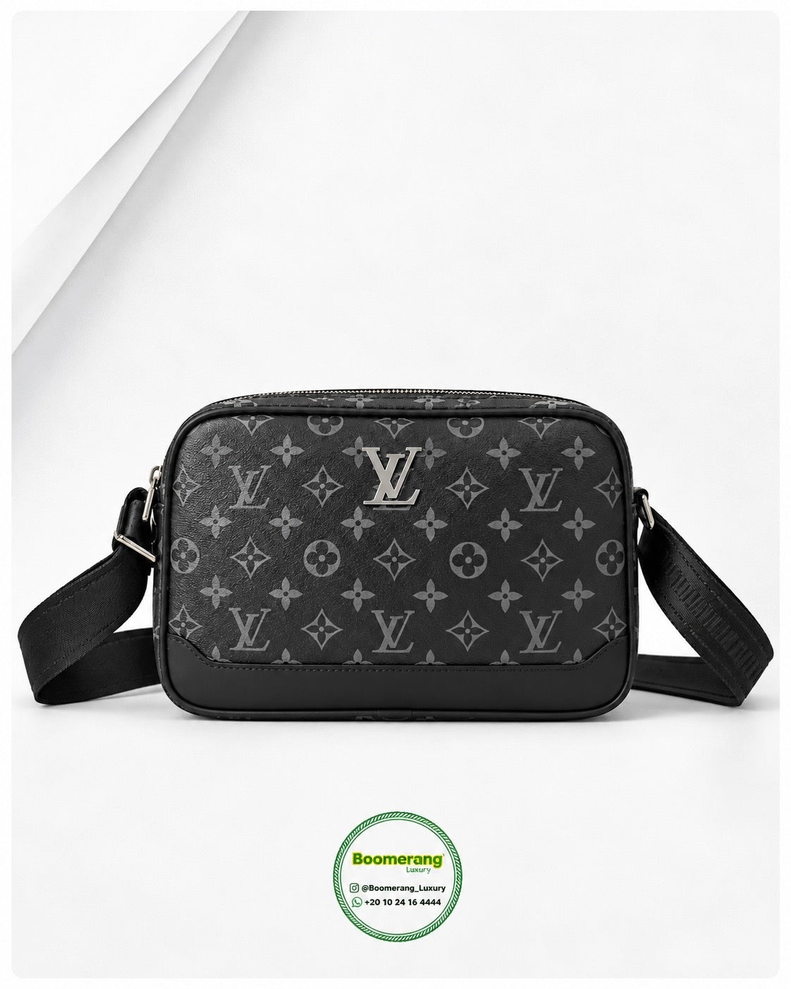 Louis Vuitton LV Black Luxury Crossbody Bag شنطة Crossbody أصلية بتصميم فاخر وعملي