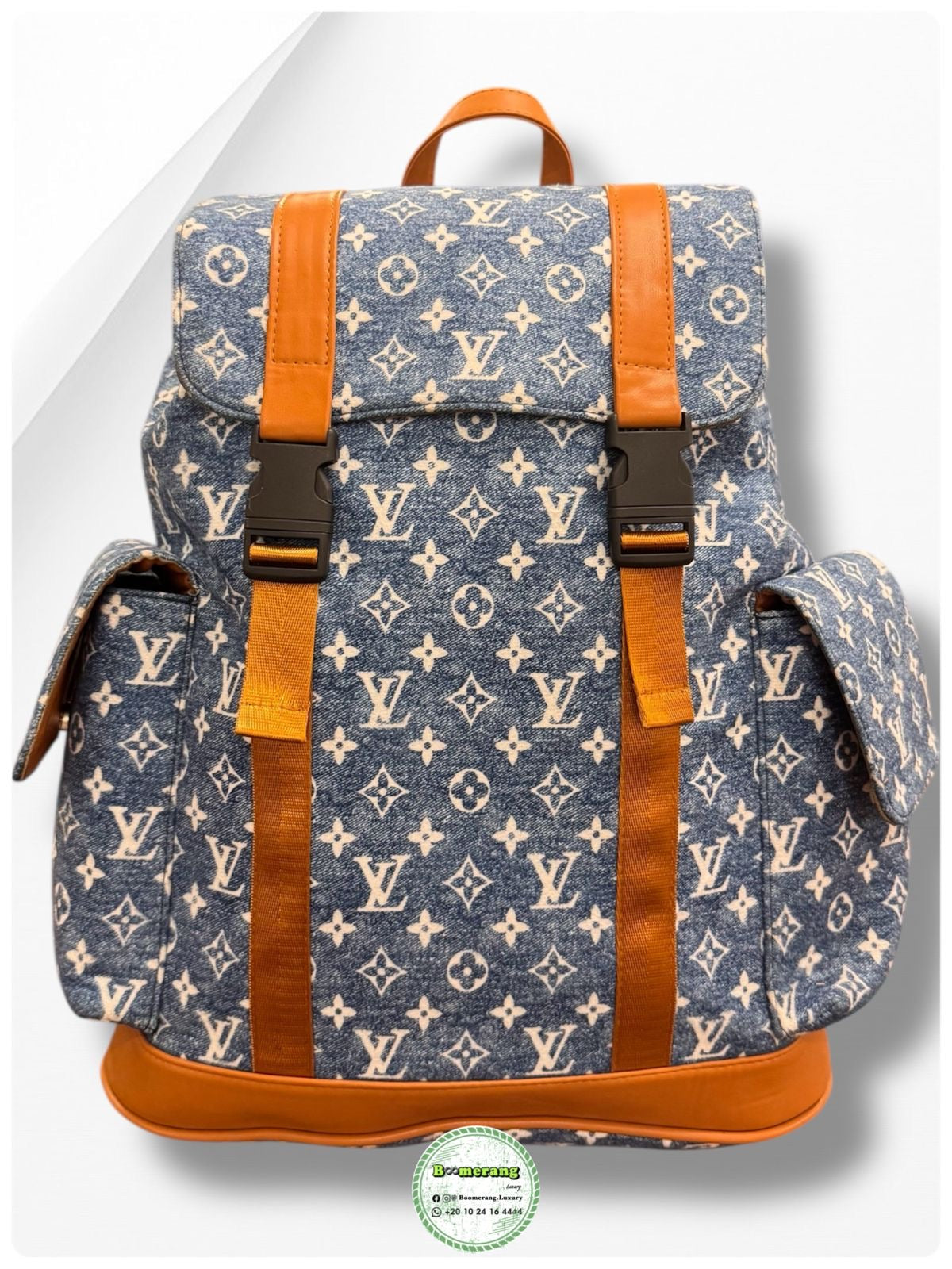The Duo – LV Blue Jeans Big Backpack & Clutch Bundle